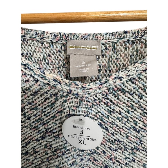 Chico's Women's XL Knit Sweater Tunic Top Multicolor Cotton‎ Blend Oversized - Picture 4 of 5
